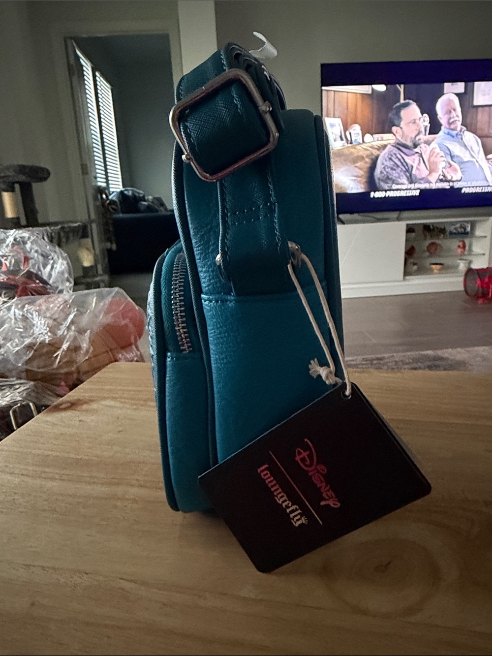 Loungefly Teal Stitch Embossed Messenger Bag - Picture 3 of 3